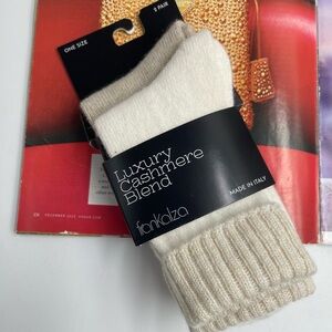 2 PR Frankalza Italy Ladies Boot Socks Merino Wool / Cashmere Blend